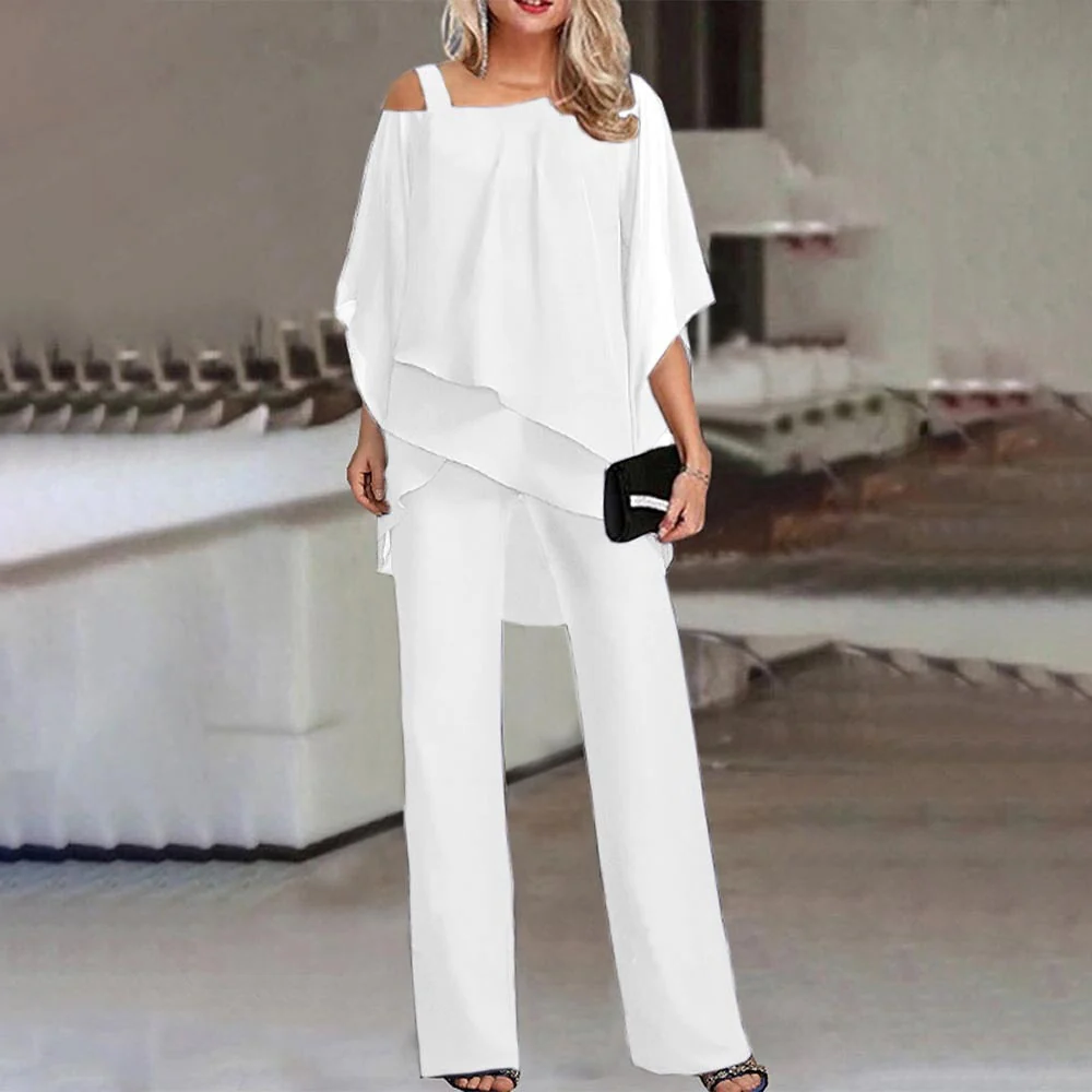 Belro women's two-piece set with cold shoulder design, featuring stylish pants and an elegant, fashionable top.