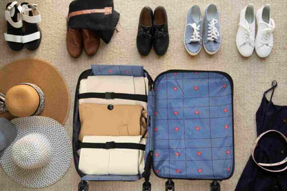 Belro 360° foldable travel suitcase with wheels, lightweight luggage bag, and extendable handle for easy carrying and storage.