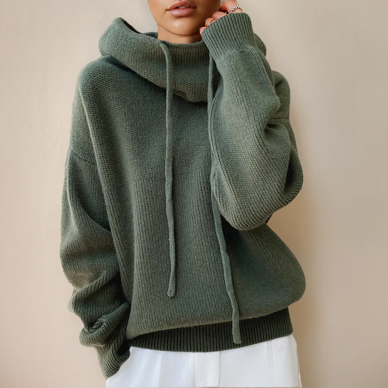 Belro women's merino wool turtleneck sweater, cozy and fitted, in a neutral color, perfect for stylish winter wear.