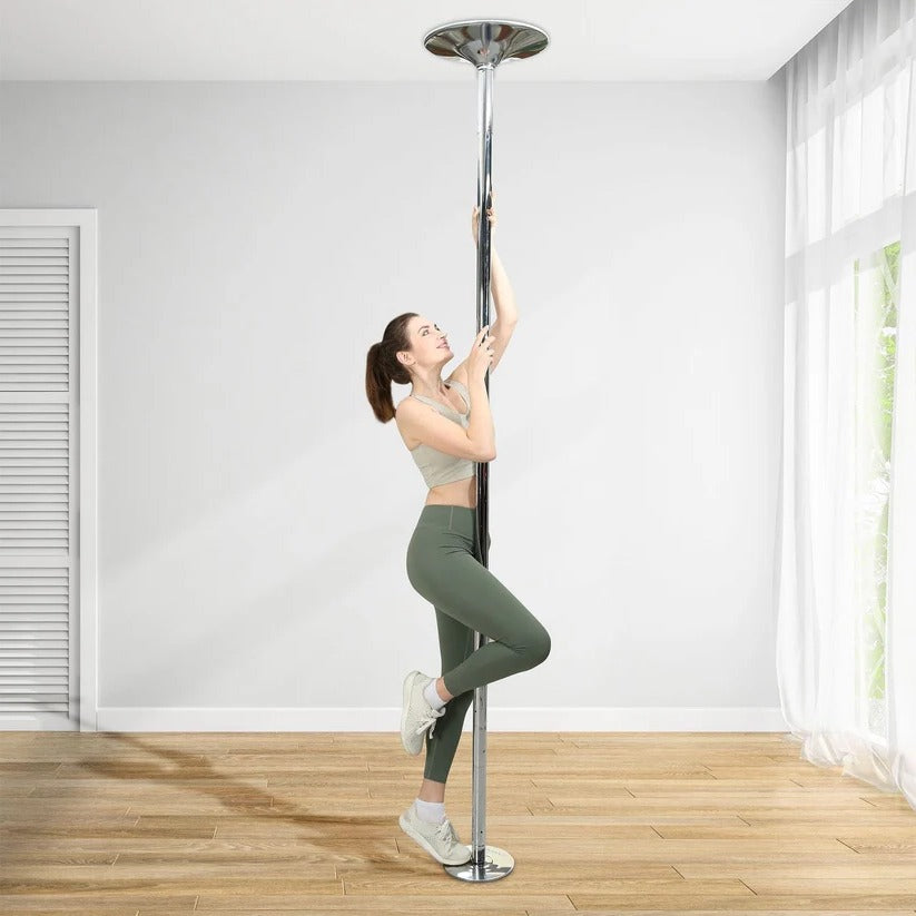 Portable Belro home fitness spinning dance pole, 1.7-inch diameter, designed for indoor dance and exercise routines.