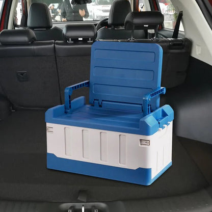 Belro collapsible trunk storage bin with seat, indoor-outdoor furniture, featuring a spacious, versatile design and neutral fabric.