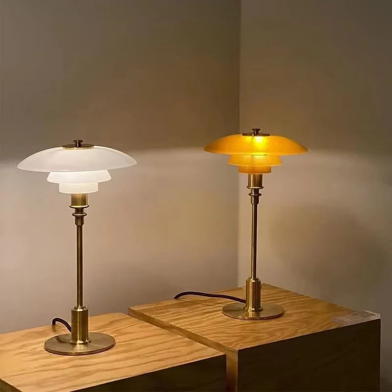 Belro Scandinavian LED table lamp with sleek modern design, illuminated on a desk for contemporary lighting.