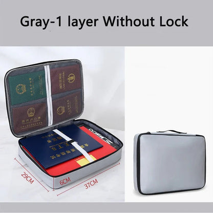 Belro multi-layer safety document organizer with zipper, ideal for cards, files, and travel storage in a compact bag design.