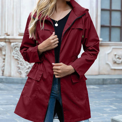 Belro women's stylish zipper trench coat with a classic design, featuring a zipper front and tailored fit, perfect for layered fall style.