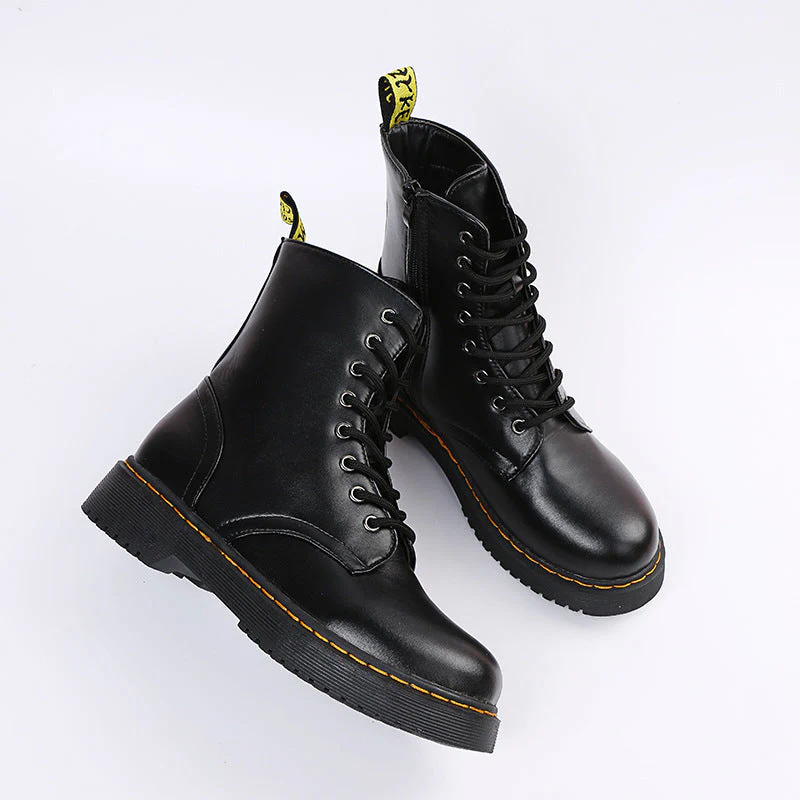 Belro comfortable lace-up boots with zipper, stylish footwear featuring sturdy soles and a sleek design.