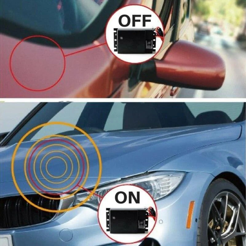 Belro vehicle mice repeller for outdoor pest control, showing the electronic device used to deter mice from vehicles and outdoor spaces.