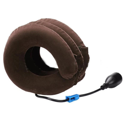 Belro three-layer cervical neck traction inflatable pillow with adjustable suspenders for neck support and comfort.