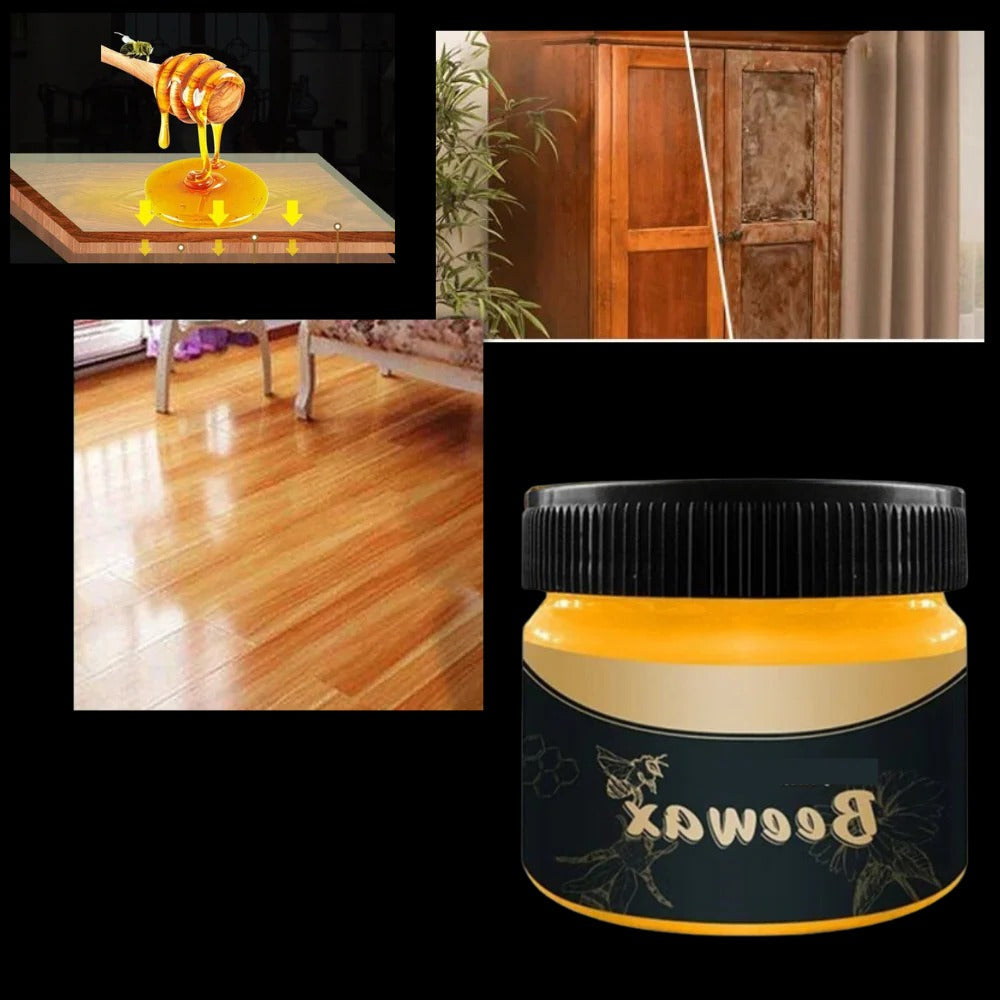 Belro wood furniture and floor polish bottle, natural wood finish, for home and garden furniture care, with a clean label.