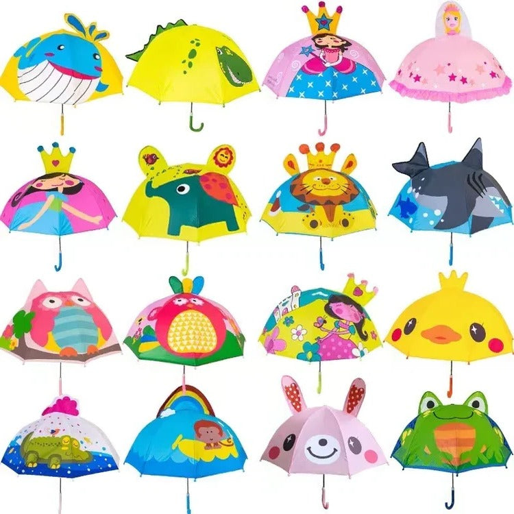 Colorful rainbow-themed kids umbrella by Belro, featuring vibrant rainbow stripes and playful design for children.