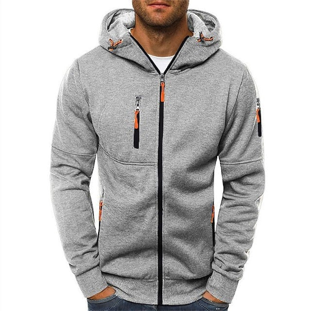 Belro men's high-quality hoodie in gray, made from soft, comfortable fabric, with a front pocket and adjustable hood.