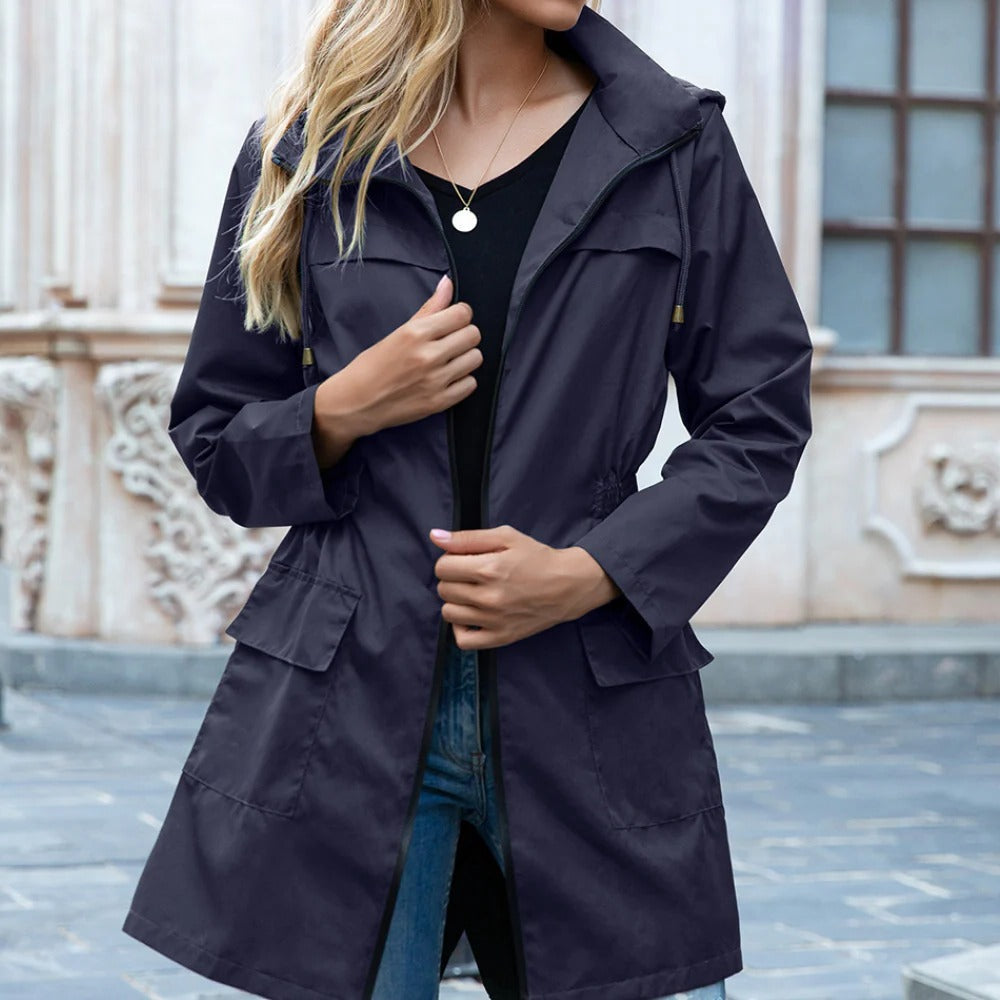 Belro women's zipper trench coat with a tailored fit, classic collar, and stylish design perfect for layered fall outfits.