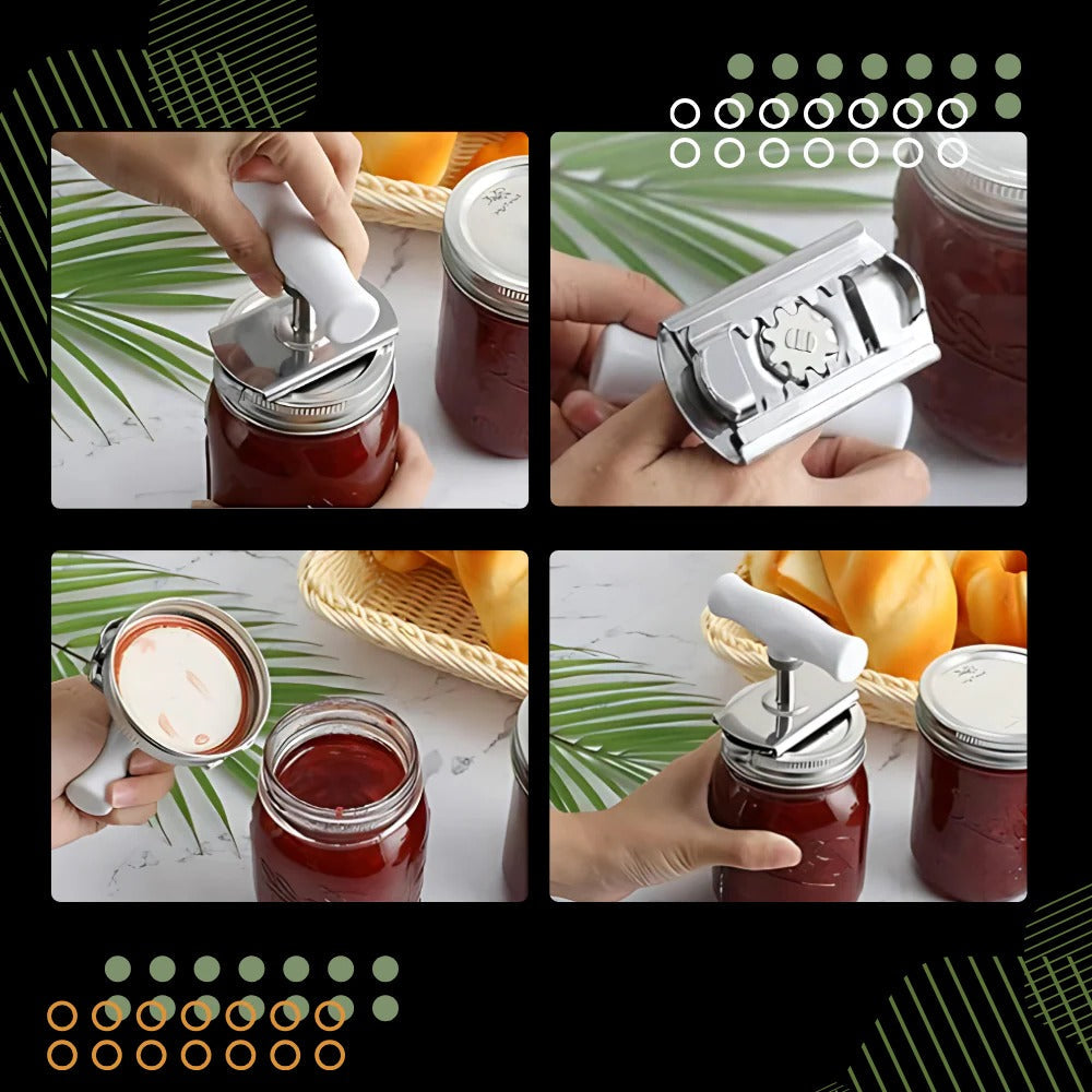 Belro Bottle Jar Opener, a compact kitchen tool for easily opening jars, shown on a kitchen countertop.