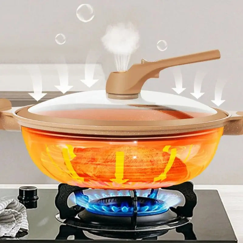 Belro Ultimate Wok Cooker for home kitchen, featuring a sturdy design and adjustable heat control for versatile cooking.