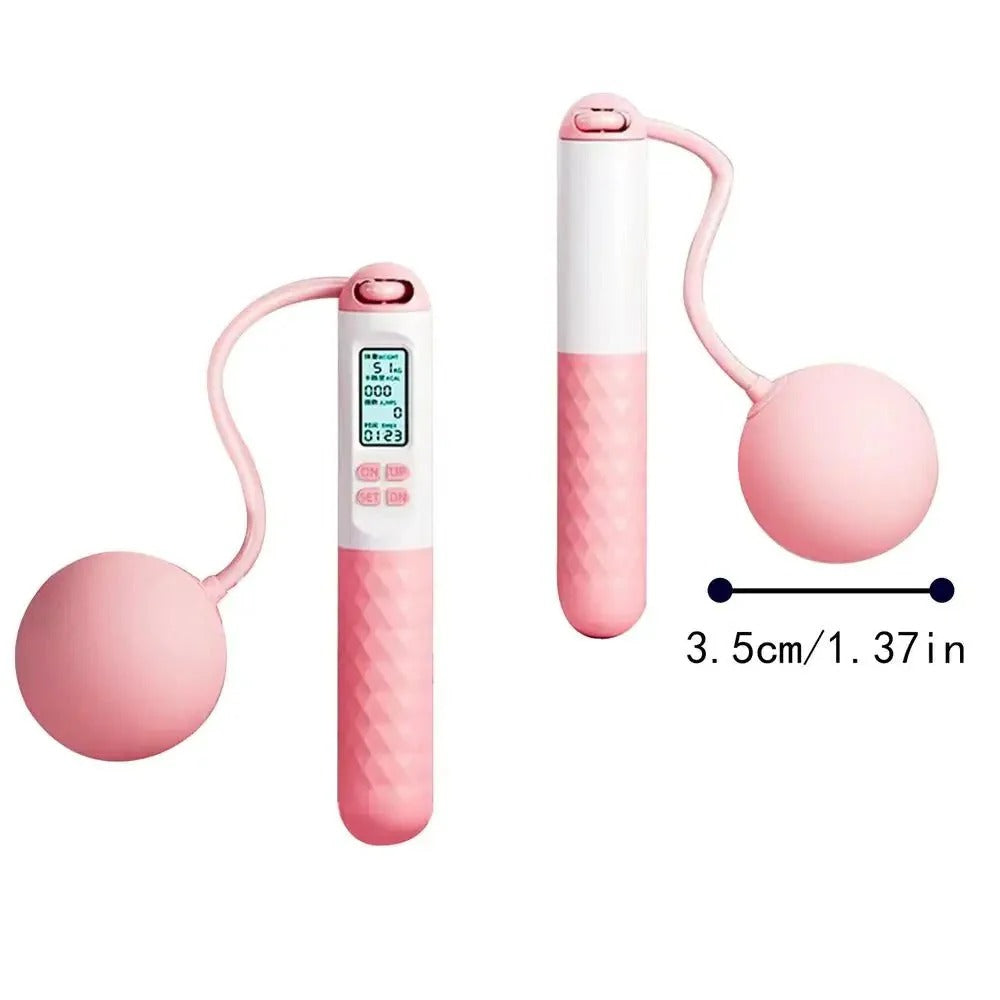 Belro weighted cordless jump rope with counter for men, featuring a durable design and integrated digital timer in a fitness setting.