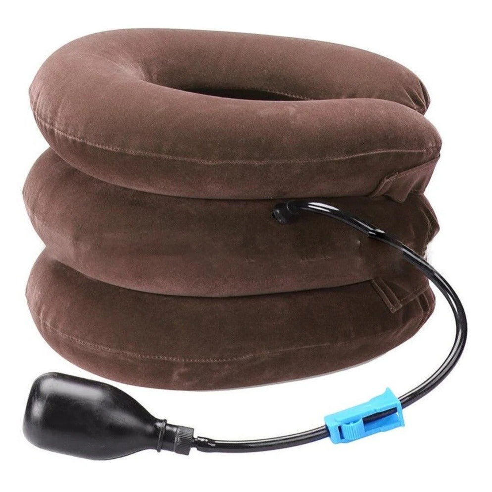 Belro three-layer cervical neck traction inflatable pillow with adjustable suspenders for neck support and pain relief.