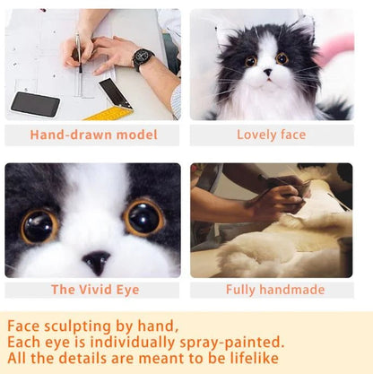 Belro black and white plush cat toy with realistic fur, designed for pet cats to play and cuddle.
