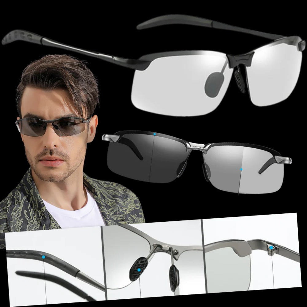 Belro photochromic UV sunglasses for men with tinted lenses, designed for eye protection and style in outdoor settings