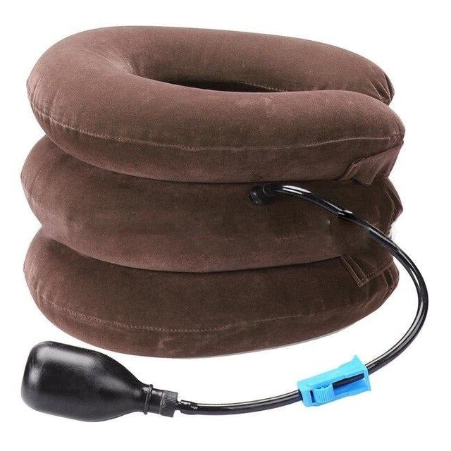 Belro three-layer cervical neck traction inflatable pillow with suspenders, designed for neck support and pain relief.