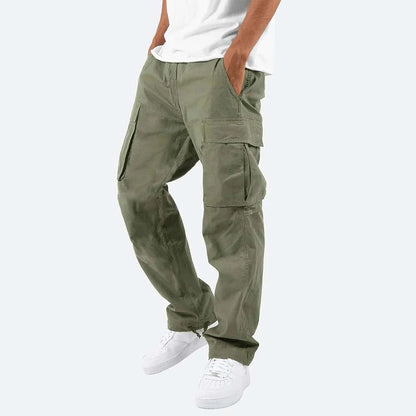 Men's Belro cargo pants in olive green, featuring multiple pockets and a relaxed fit, suitable for casual and outdoor wear.