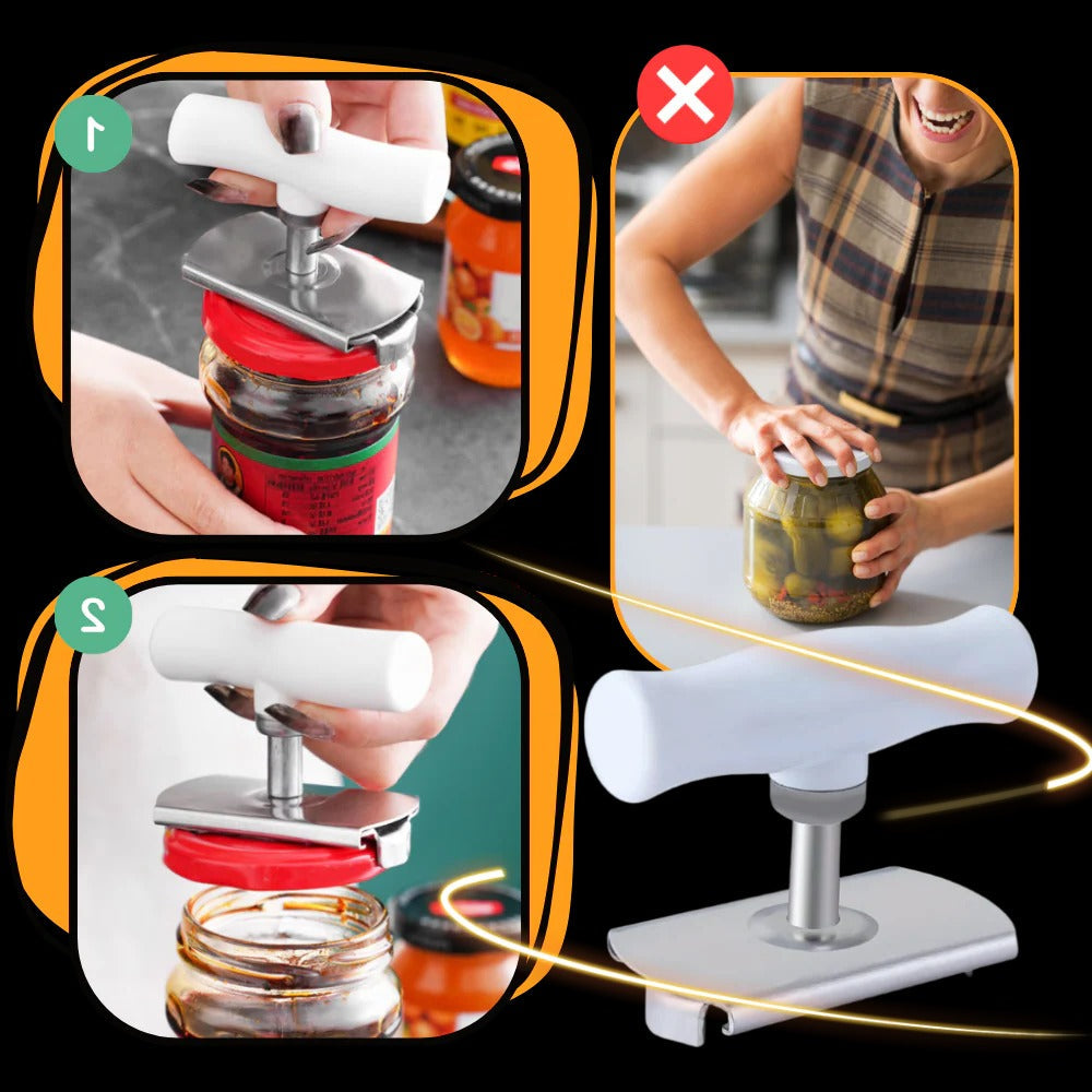 Belro Bottle Jar Opener in black with ergonomic handle, designed for easy opening of stubborn jar lids. Kitchen tool for home use.