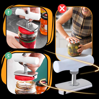 Belro Bottle Jar Opener in black with ergonomic handle, designed for easy opening of stubborn jar lids. Kitchen tool for home use.