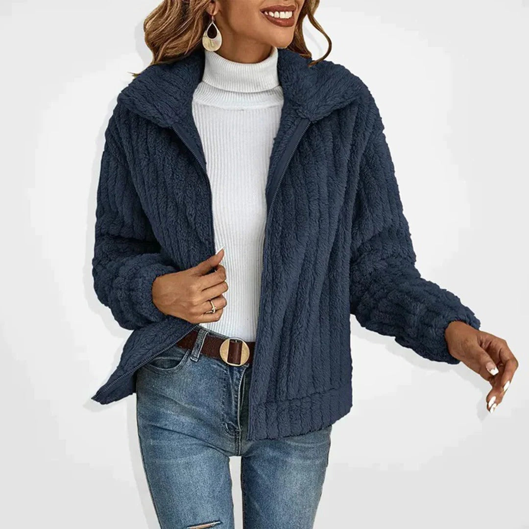 Belro Women's Long Elegance Fleece Cardigan in soft fabric, displayed on a mannequin, showcasing its stylish and cozy design.