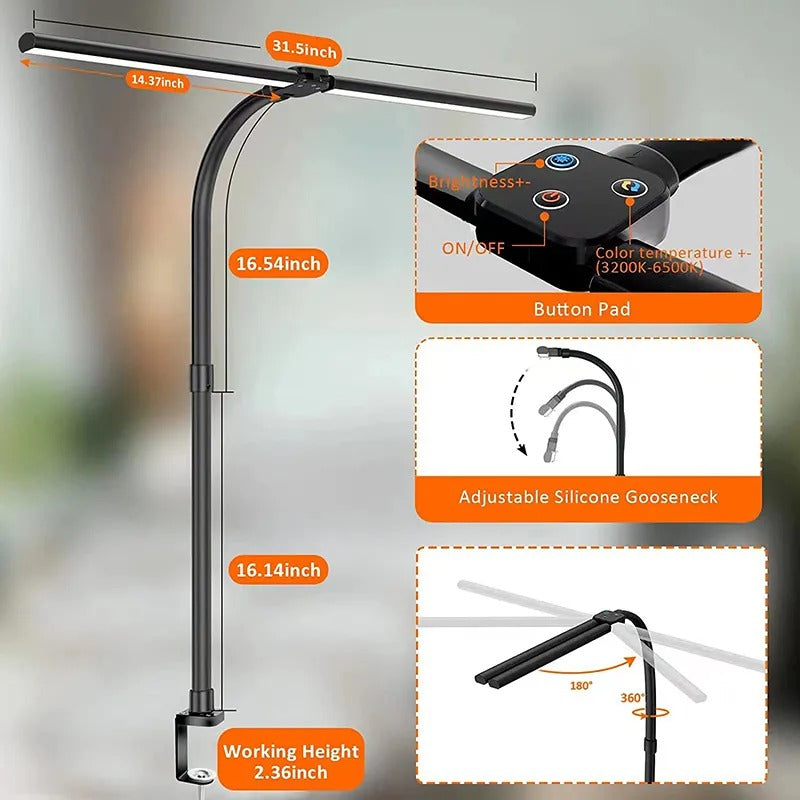 Belro DeskLight illuminated desk lamp with adjustable arm and modern design, perfect for home or office workspace lighting.
