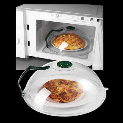Belro anti-splash microwave protective cover placed inside a microwave to prevent splatters during cooking.