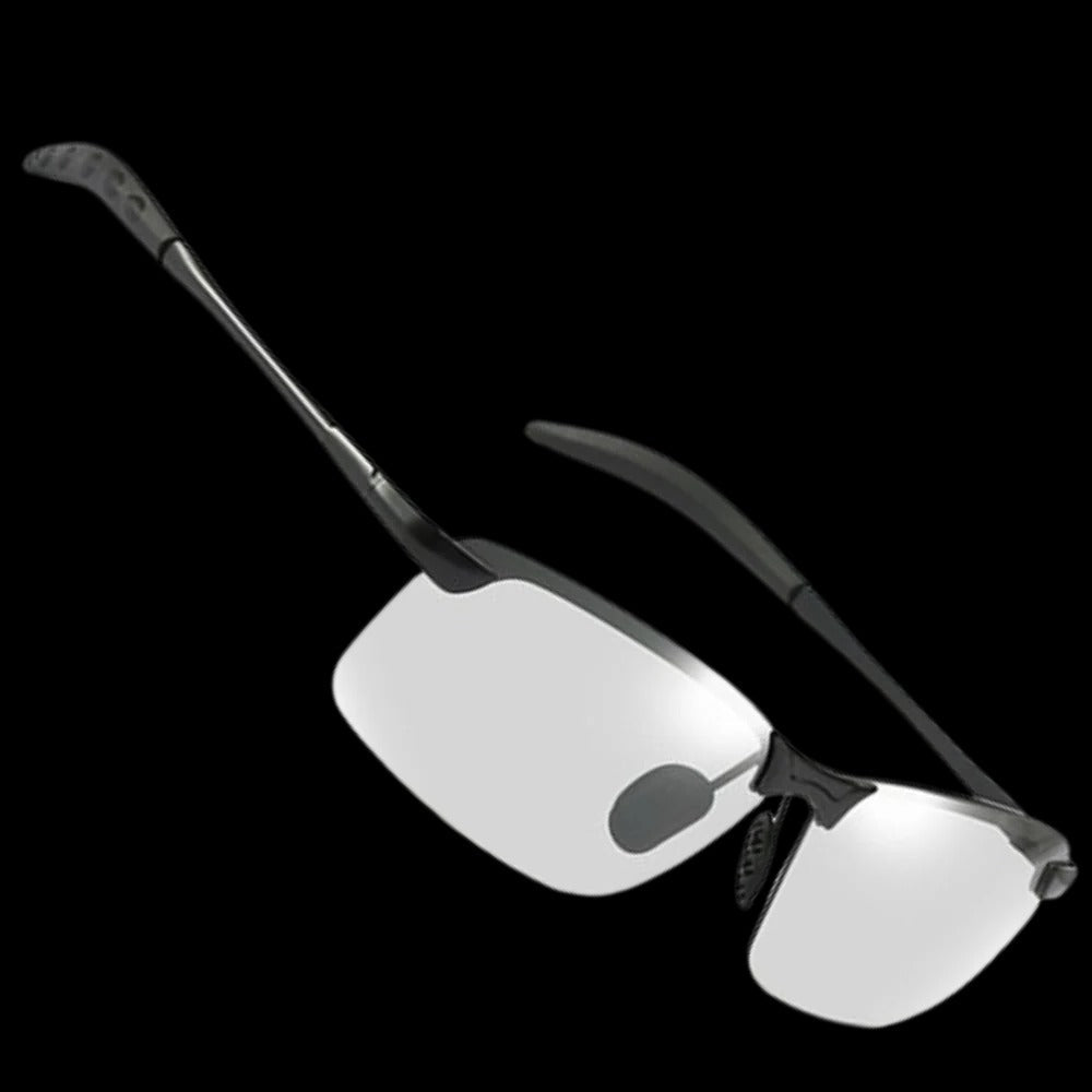 Belro photochromic UV sunglasses for men with adjustable lenses, designed for eye protection and style in sunlight.