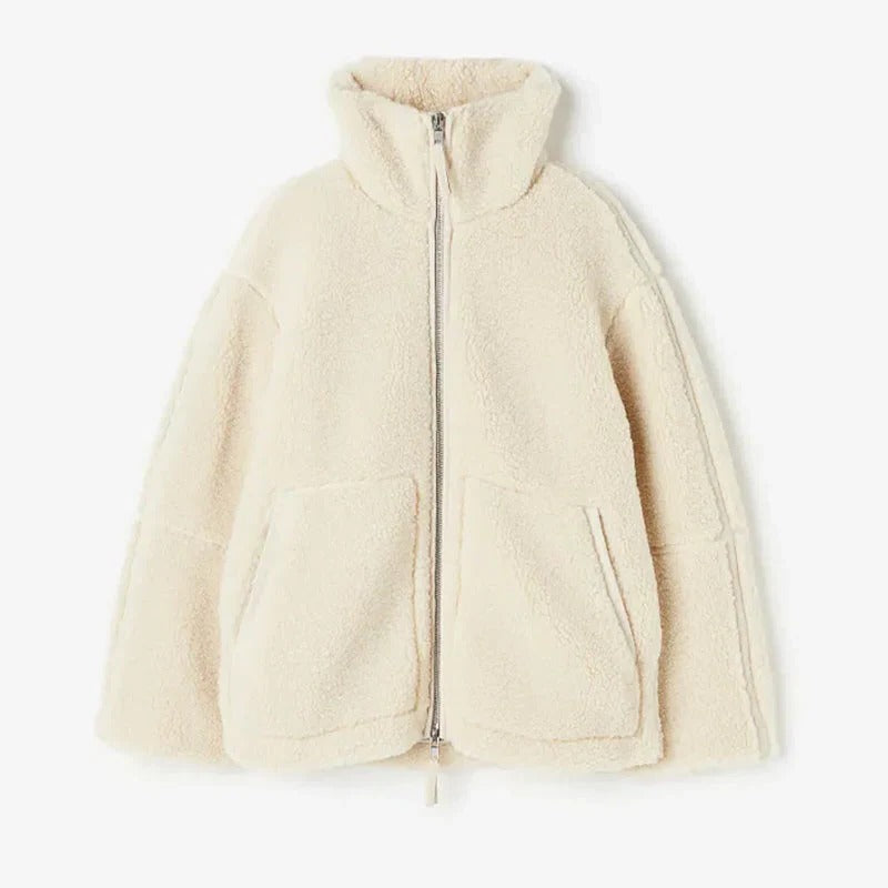 Belro lambswool jacket for women featuring a cozy, stylish design in soft wool fabric, perfect for cold weather.