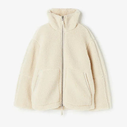 Belro lambswool jacket for women featuring a cozy, stylish design in soft wool fabric, perfect for cold weather.