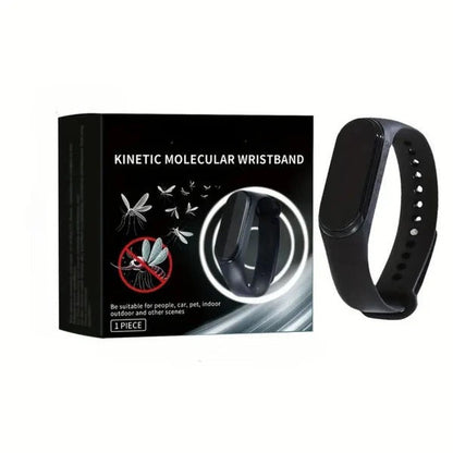 Belro mosquito repellent wristband worn on a person's wrist, demonstrating its use as a protective accessory against insects.