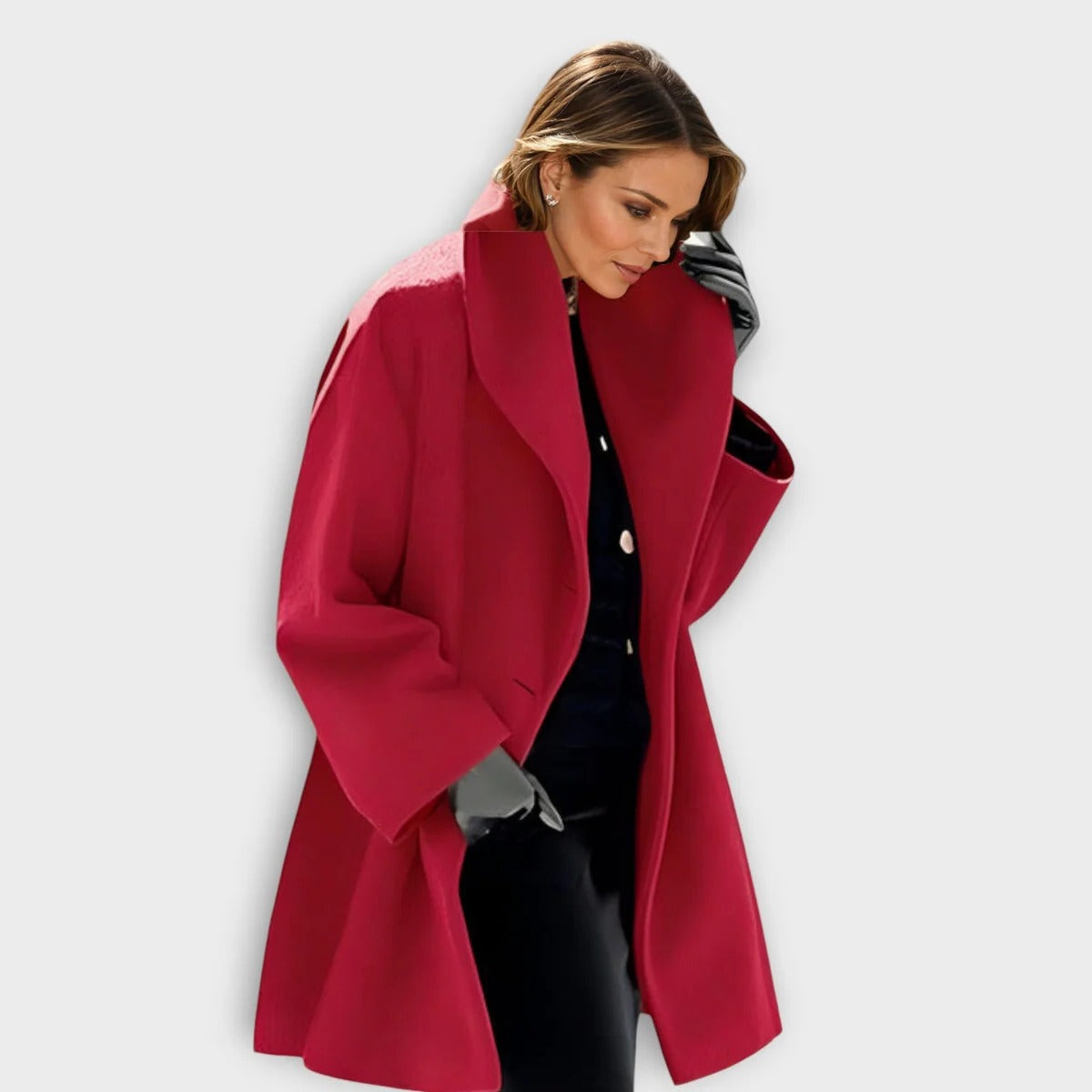 Belro windproof wool coat for women featuring a stylish design, warm fabric, and a tailored fit perfect for cold weather.