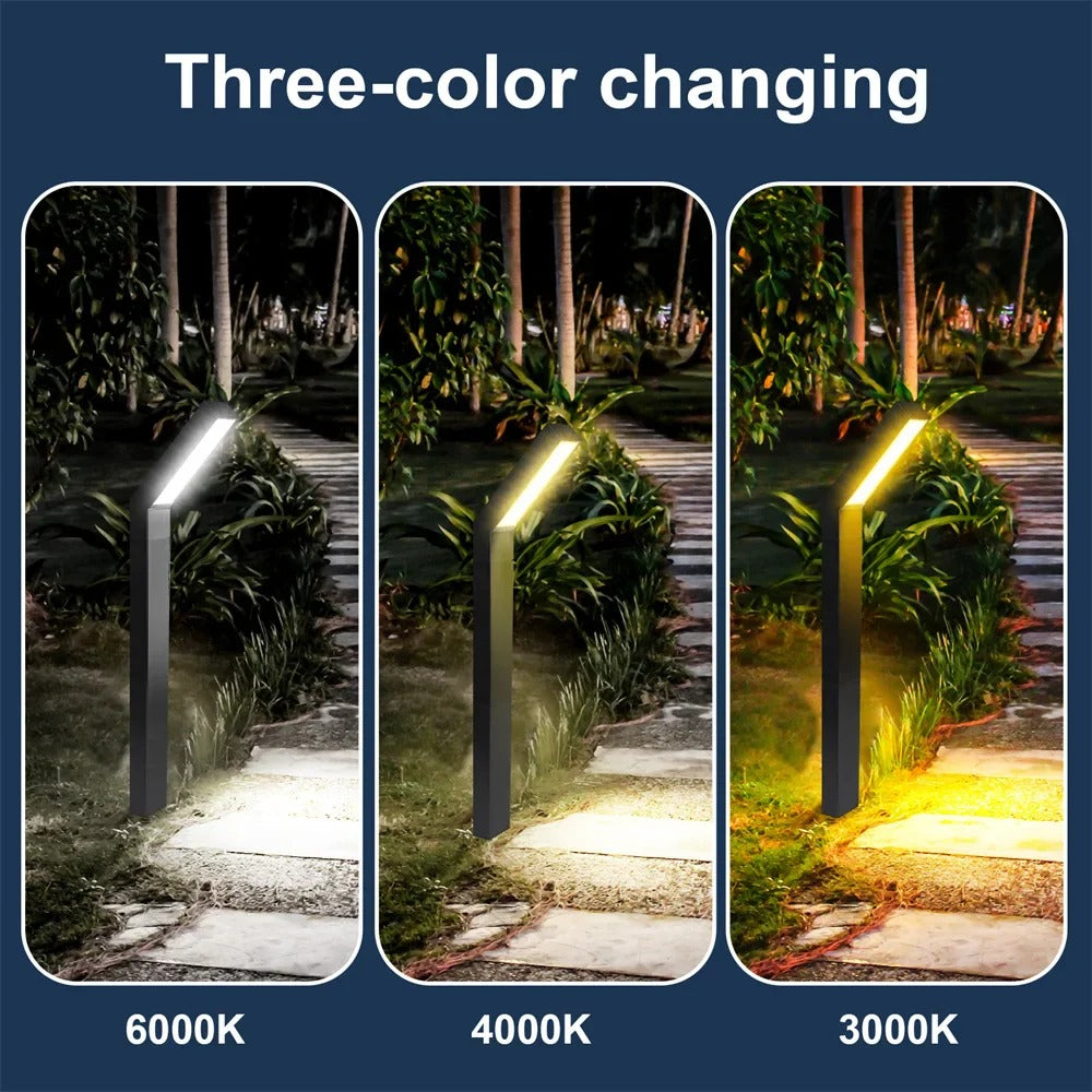 Belro solar pathway lights illuminating a garden pathway in an outdoor home and garden setting.