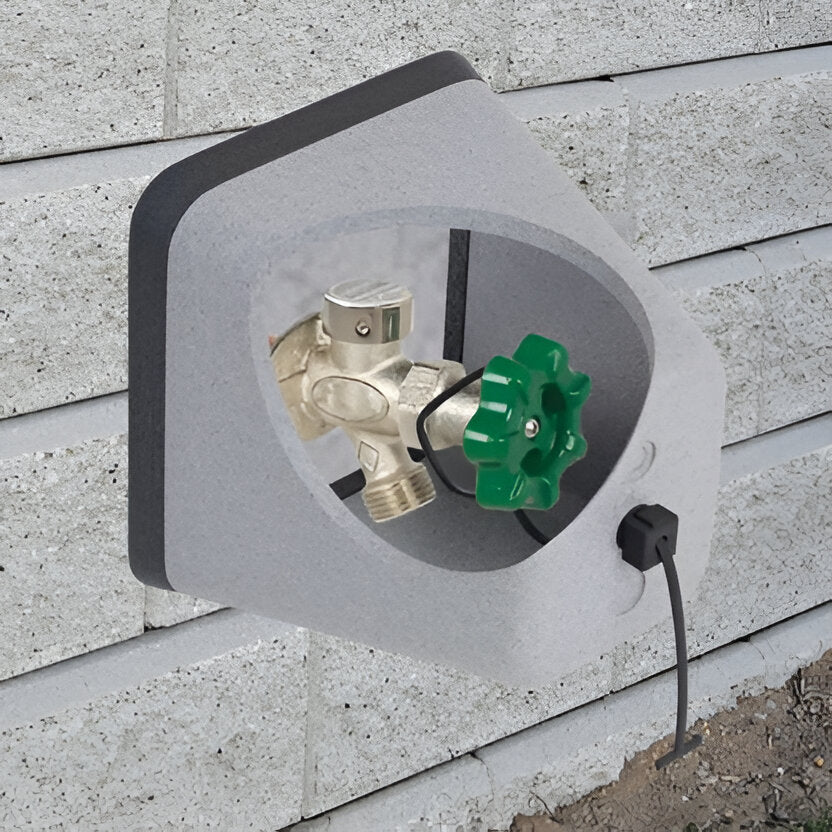 Belro outdoor tap cover accessory designed for umbrella protection, showing a close-up of the weather-resistant cover on a tap.