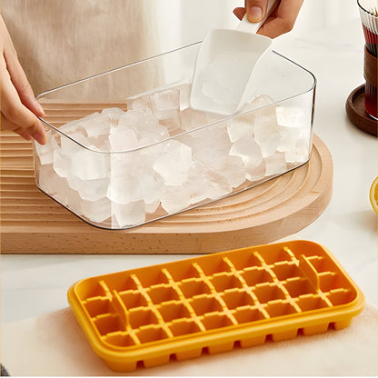 Belro One-Click Ice Tray System for kitchen and dining, showing the tray with frozen ice cubes ready for use
