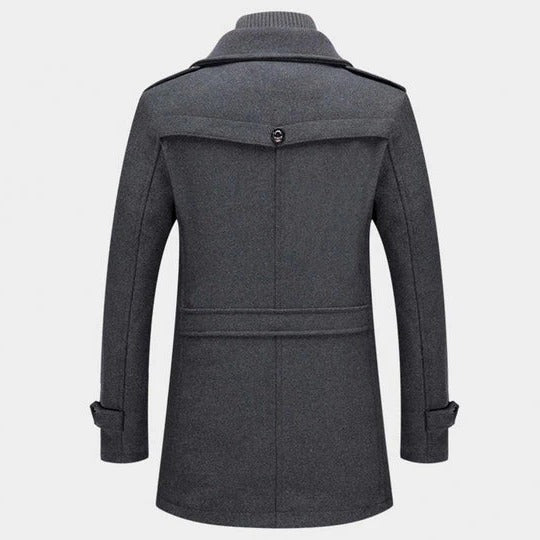 Men's Belro two-piece winter coat with hood and zip-up design, showing insulated jacket and matching pants for cold weather.