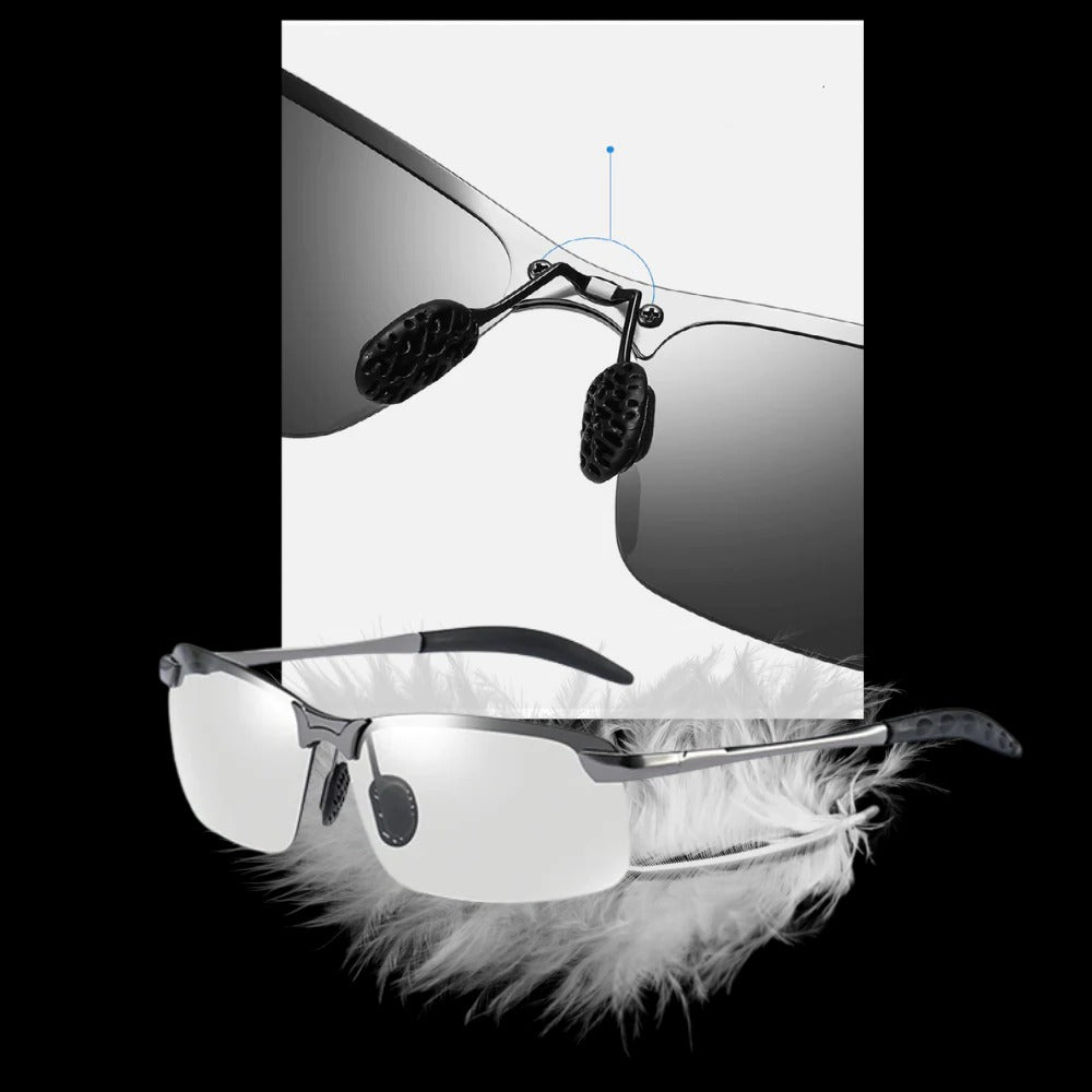 Belro photochromic UV sunglasses for men with tinted, adjustable lenses designed for outdoor protection and style.