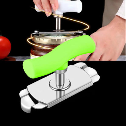 Belro bottle jar opener in use, showing textured grip and metal gripping mechanism for opening stubborn jar lids.