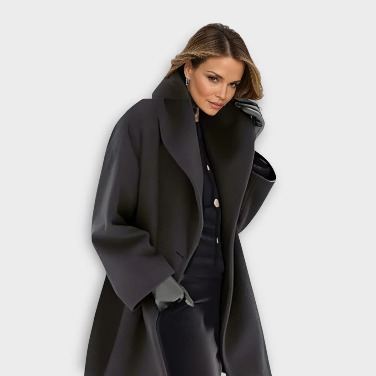 Belro women's windproof wool coat featuring a stylish, tailored design perfect for cold weather.