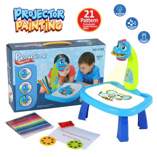 Belro Creative LED Art Projector toy showing colorful light projections on a wall, ideal for kids' creative play and entertainment.