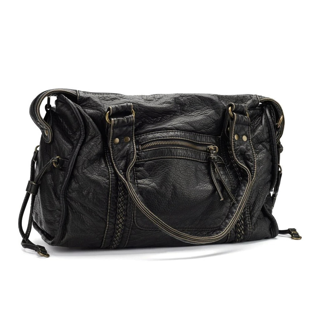 Black Belro handbag for classes, stylish accessory with a sleek design, suitable for carrying essentials and small items.