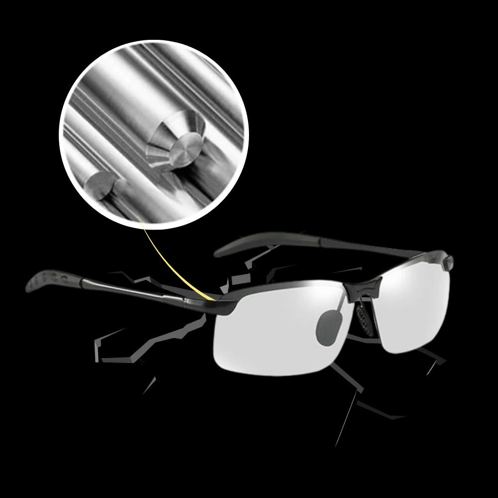 Belro photochromic UV sunglasses for men with adaptive lenses, stylish eyewear for outdoor and UV protection.
