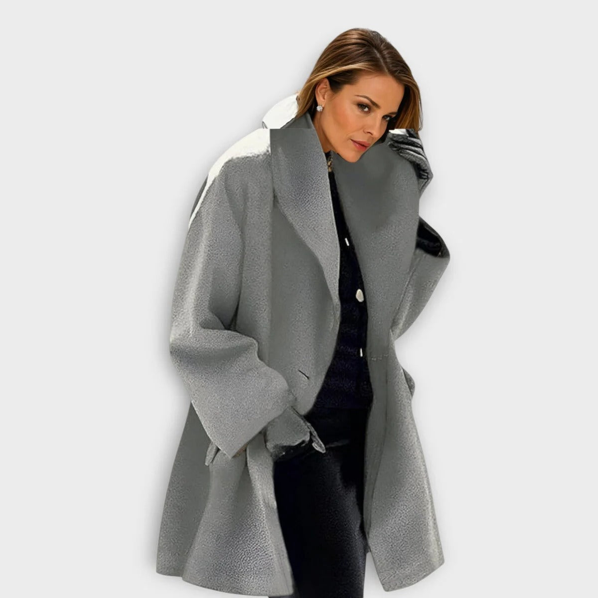 Belro windproof wool coat for women, stylish and warm, with a tailored fit and classic design perfect for cold weather.