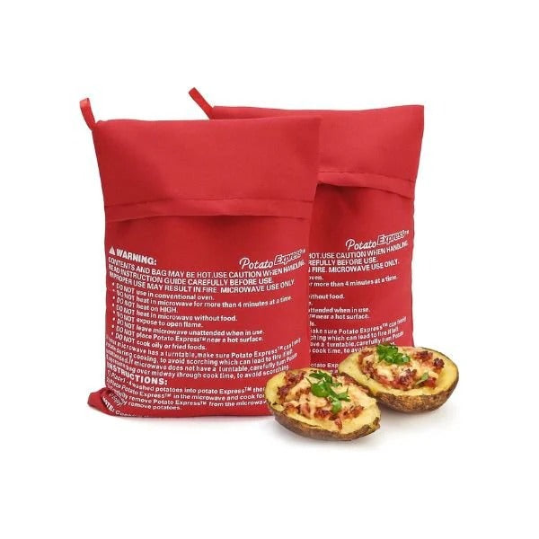 Belro microwave potato bag made of fabric, designed for evenly cooking potatoes in the microwave, with a soft, insulated exterior.