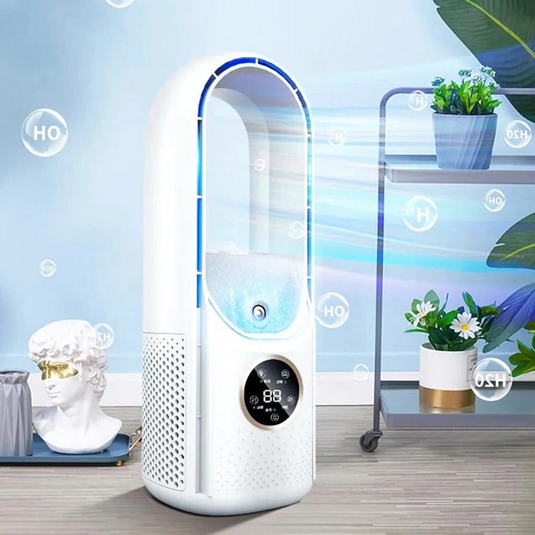 Belro blade-free silent portable air conditioner for home and office, compact outdoor cooling device with sleek design