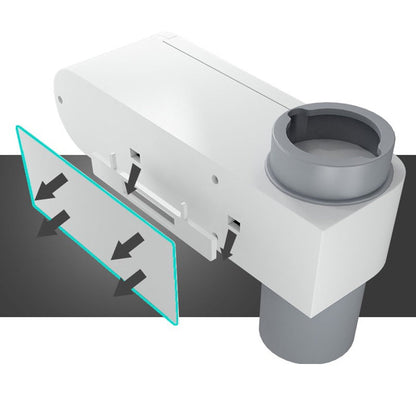 Belro UV light toothbrush sterilizer and toothpaste dispenser in a bathroom setting, showcasing sleek white design and hygienic features.