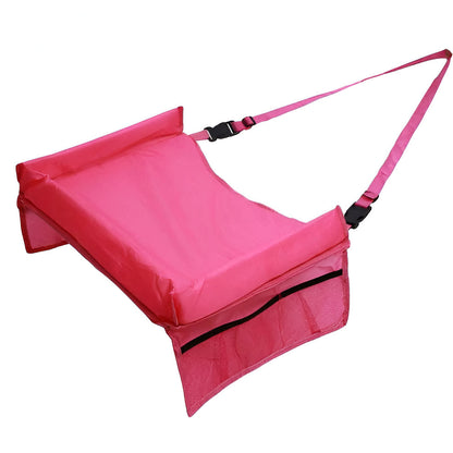 Belro Snack & Play Travel Seat attached to luggage, portable travel bag with seat and storage, ideal for families on the go.