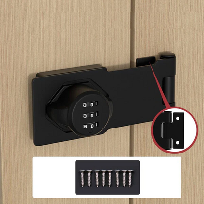 Belro household cabinet password lock installed on a wooden cabinet for secure storage in outdoor home and garden spaces.
