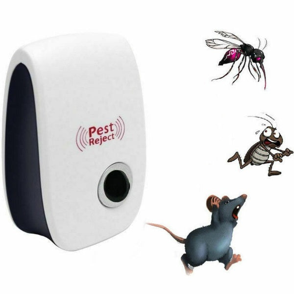Belro ultrasonic rat repeller for home and garden, showing device with buttons and speaker for pest control effectiveness.